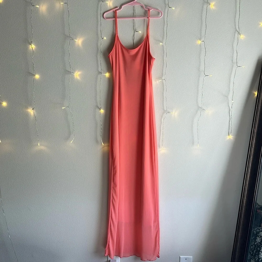 See You Monday Coral Mesh Lined Cutout Maxi Dress 🪸​
